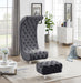 Crescent Grey Velvet Ottoman - Bargain Furniture (Detroit, MI)