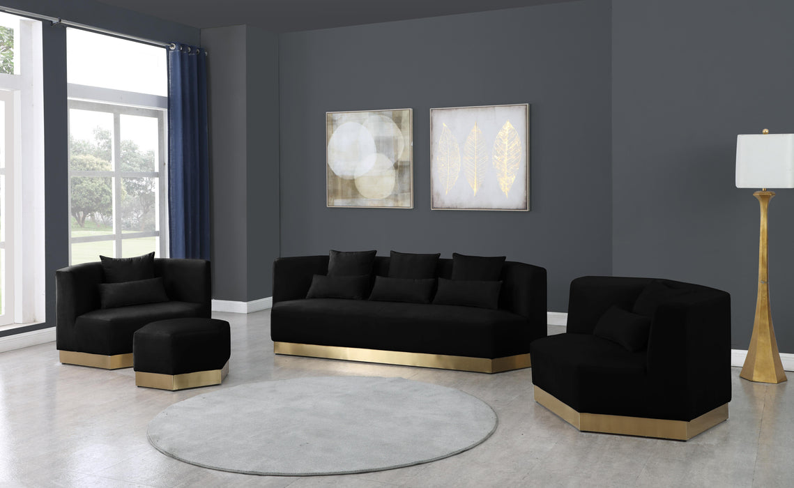 Marquis Black Velvet Sofa - Bargain Furniture (Detroit, MI)