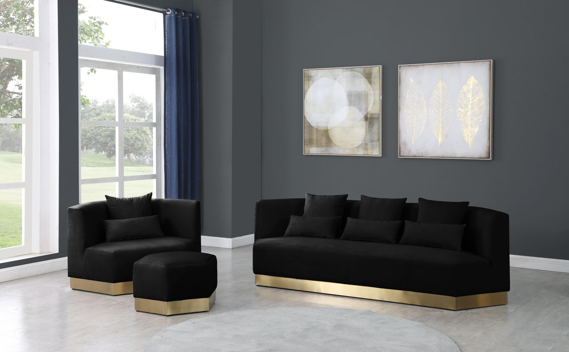 Marquis Black Velvet Sofa - Bargain Furniture (Detroit, MI)