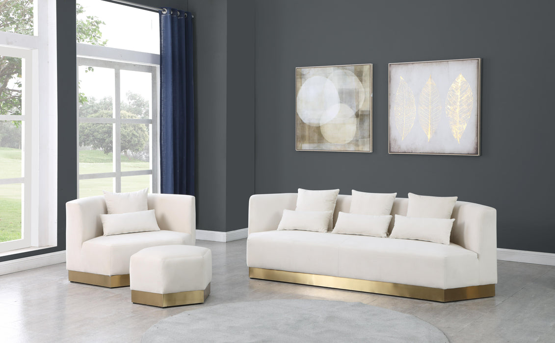 Marquis Cream Velvet Sofa - Bargain Furniture (Detroit, MI)