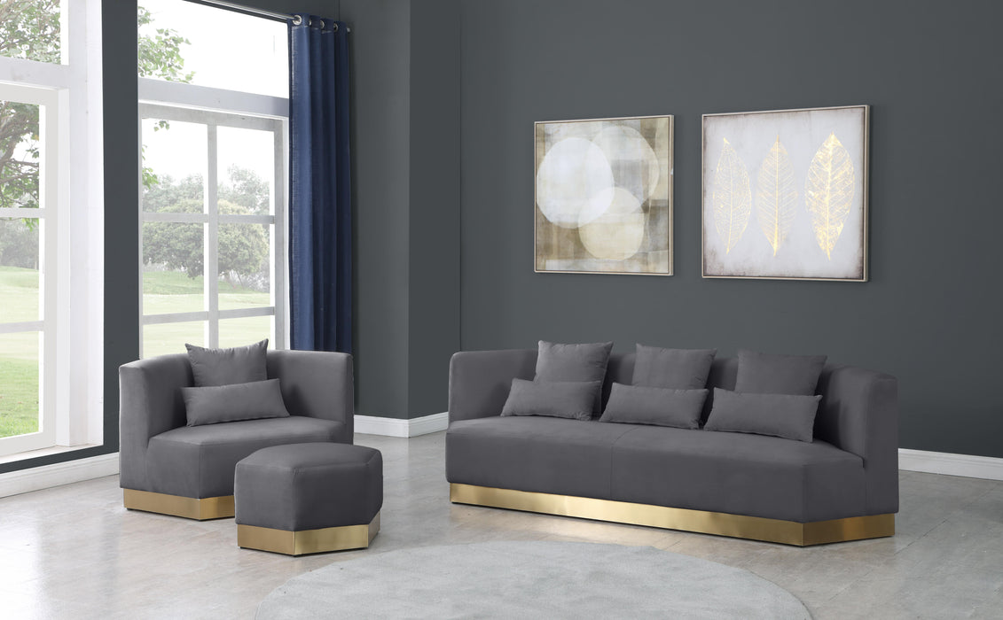 Marquis Grey Velvet Ottoman - Bargain Furniture (Detroit, MI)