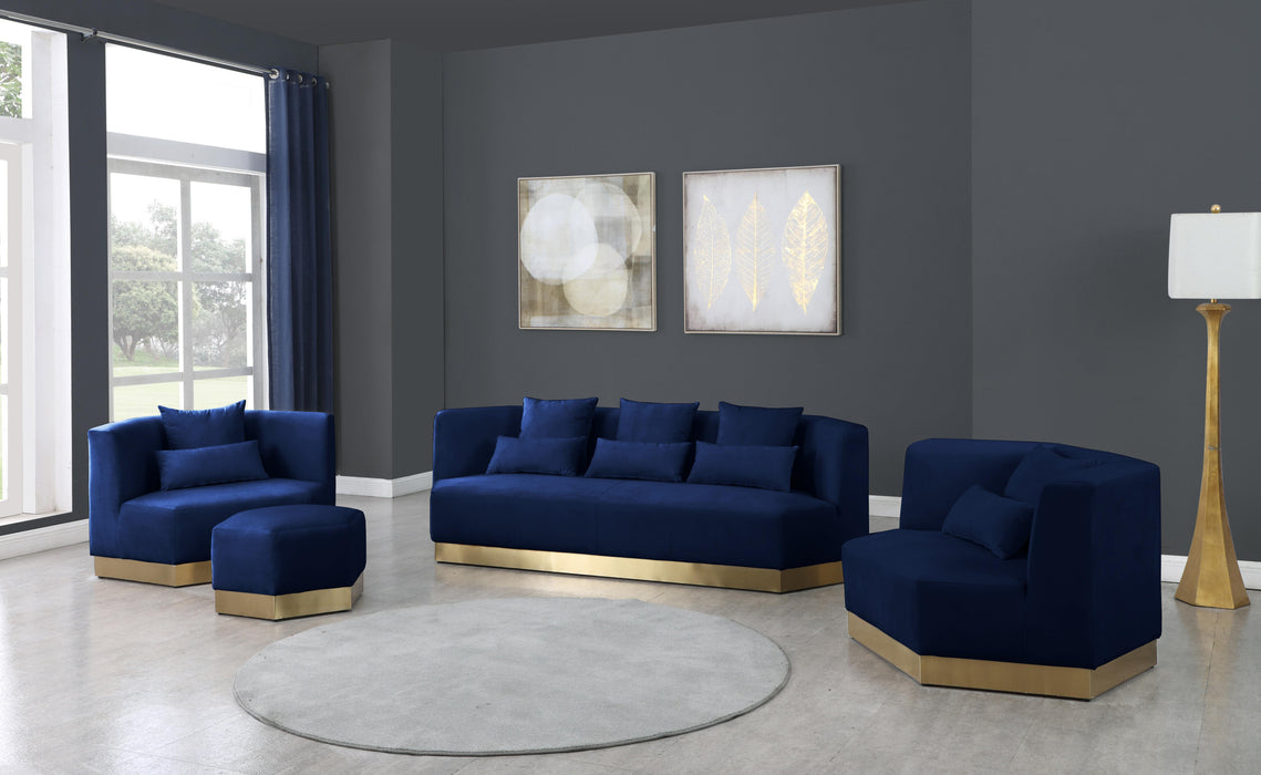 Marquis Navy Velvet Sofa - Bargain Furniture (Detroit, MI)