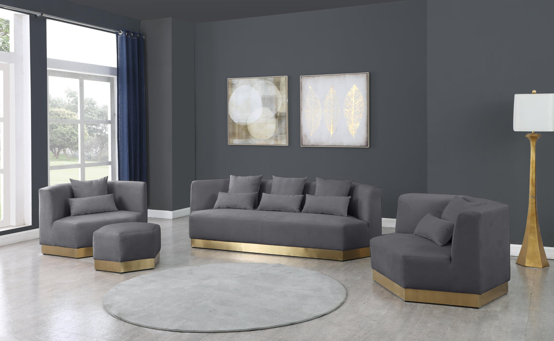 Marquis Grey Velvet Ottoman - Bargain Furniture (Detroit, MI)