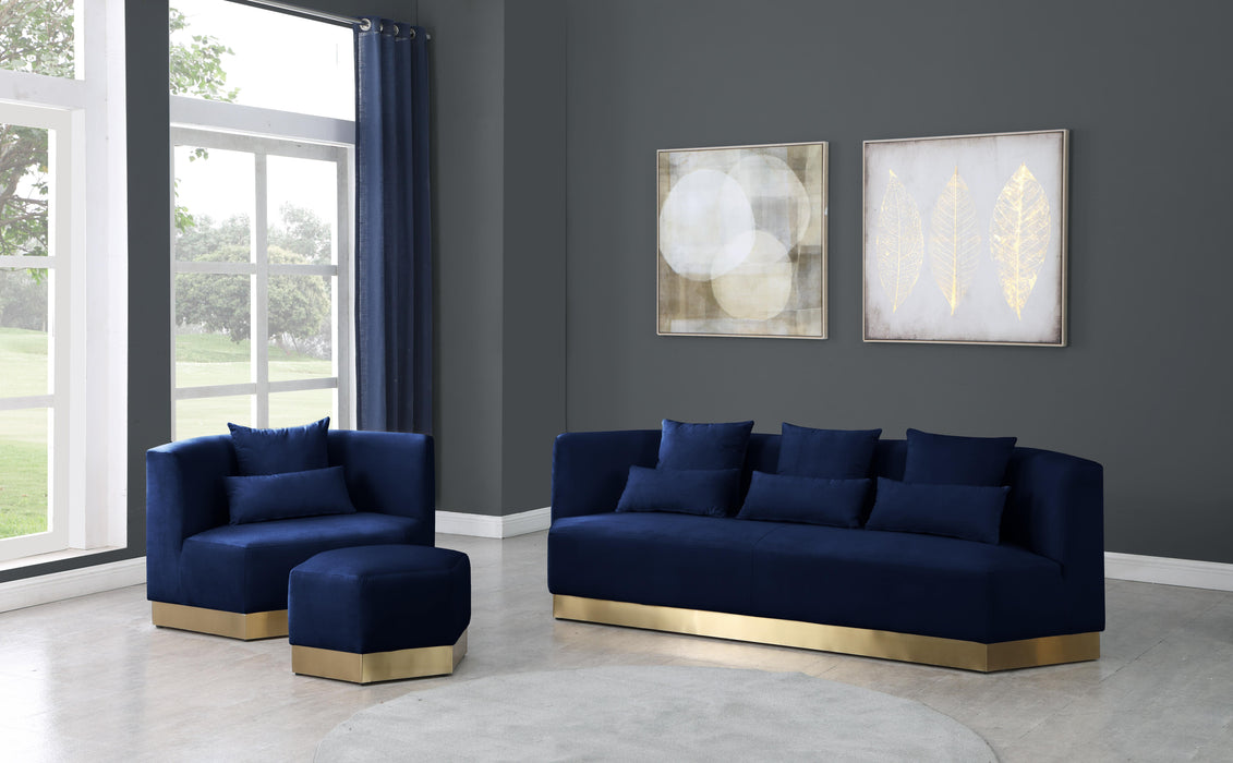 Marquis Navy Velvet Sofa - Bargain Furniture (Detroit, MI)