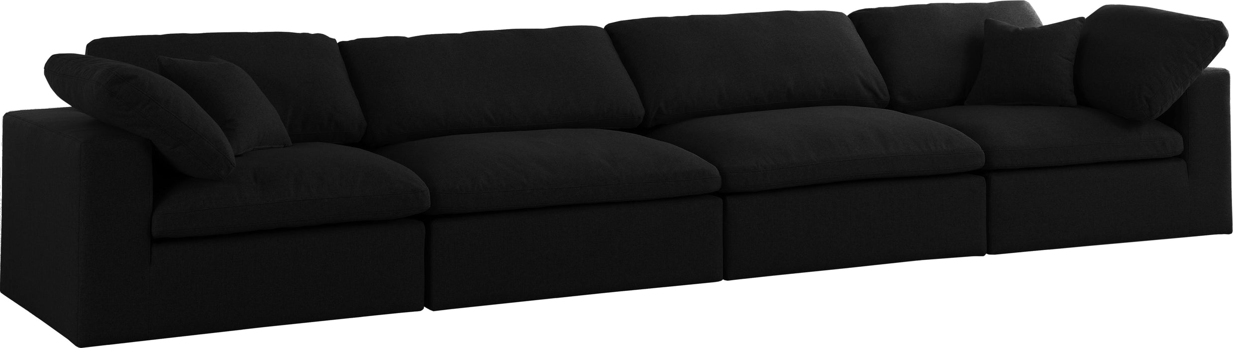 Serene Black Linen Fabric Deluxe Cloud Modular Sofa