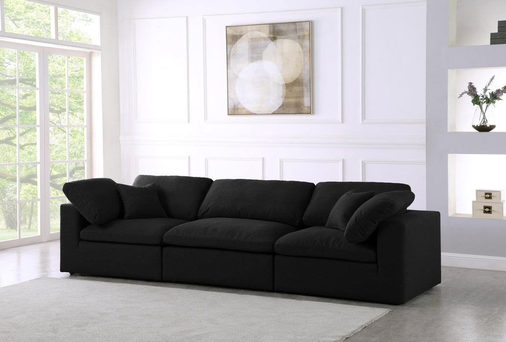 Serene Black Linen Fabric Deluxe Cloud Modular Sofa