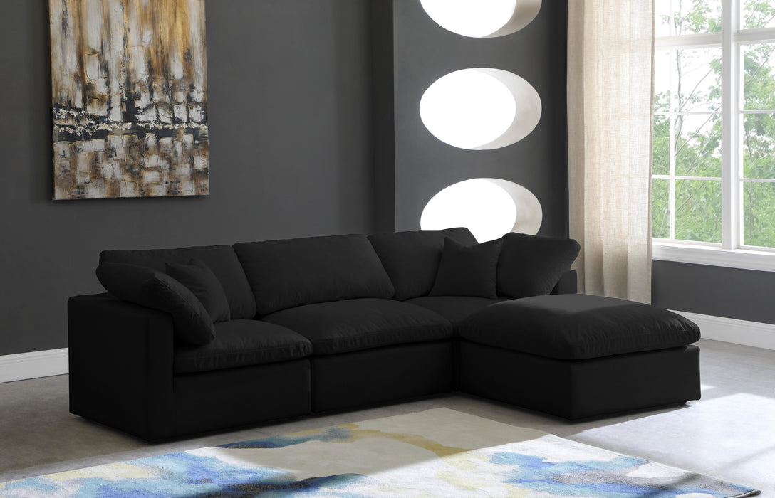 Plush Black Velvet Standard Cloud Modular Sectional