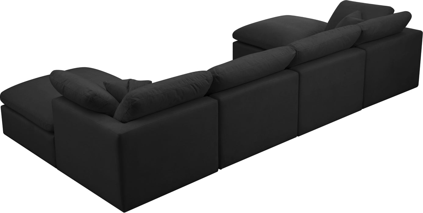 Plush Black Velvet Standard Cloud Modular Sectional