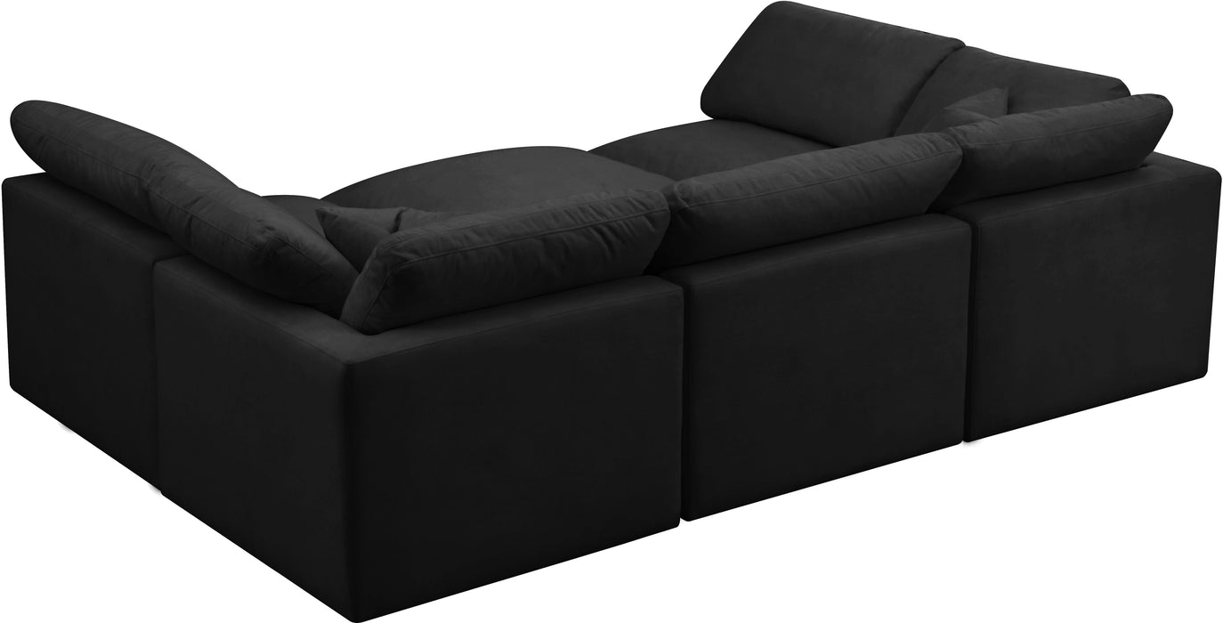 Plush Black Velvet Standard Cloud Modular Sectional