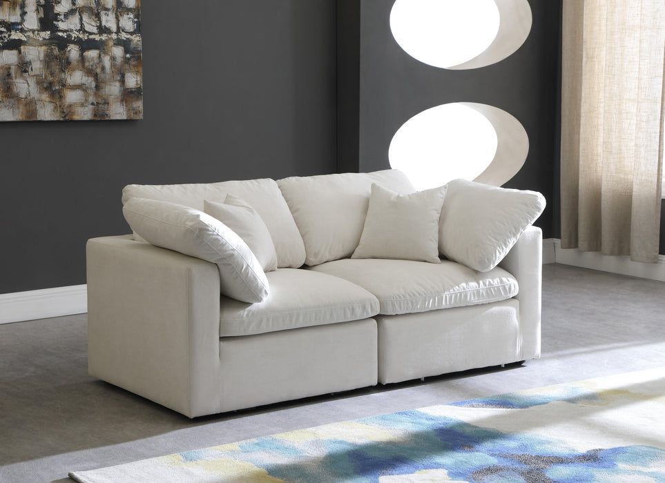 Plush Cream Velvet Standard Cloud Modular Sofa