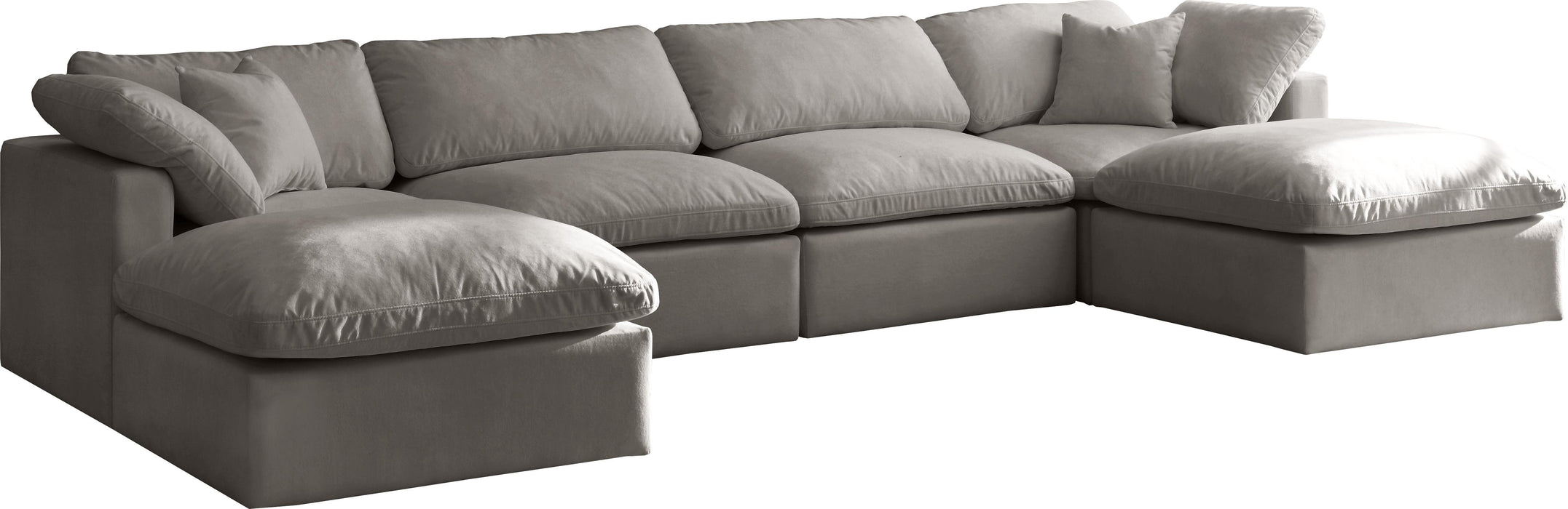 Plush Grey Velvet Standard Cloud Modular Sectional