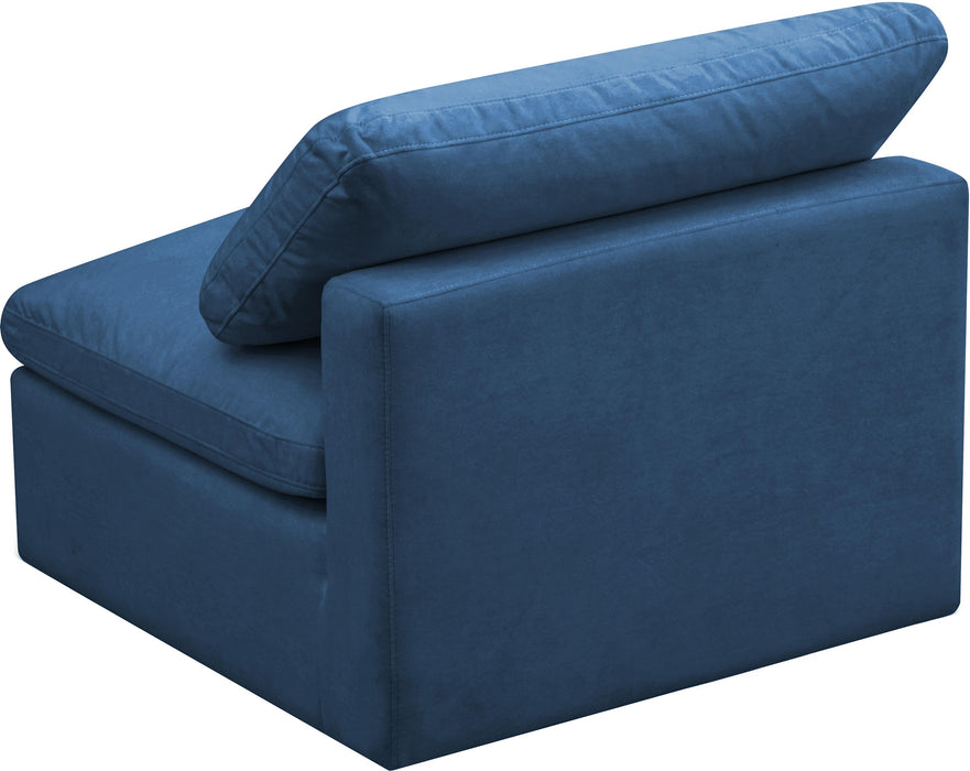 Plush Navy Velvet Standard Cloud Modular Armless Chair