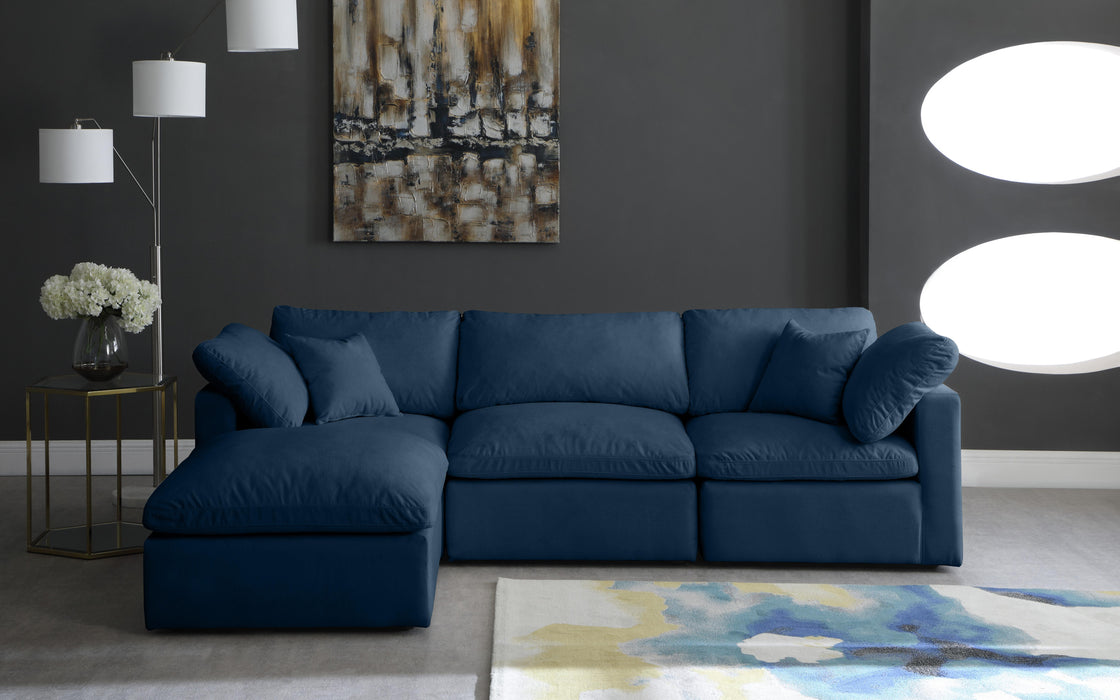 Plush Navy Velvet Standard Cloud Modular Sectional