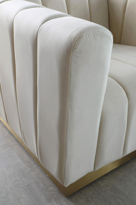 Marlon Cream Velvet Sofa - Bargain Furniture (Detroit, MI)