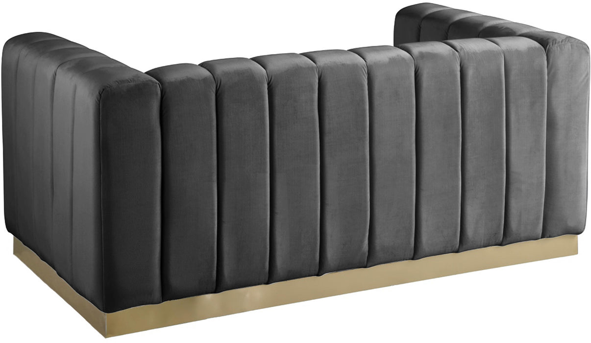 Marlon Grey Velvet Loveseat