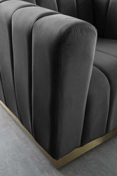 Marlon Grey Velvet Sofa - Bargain Furniture (Detroit, MI)
