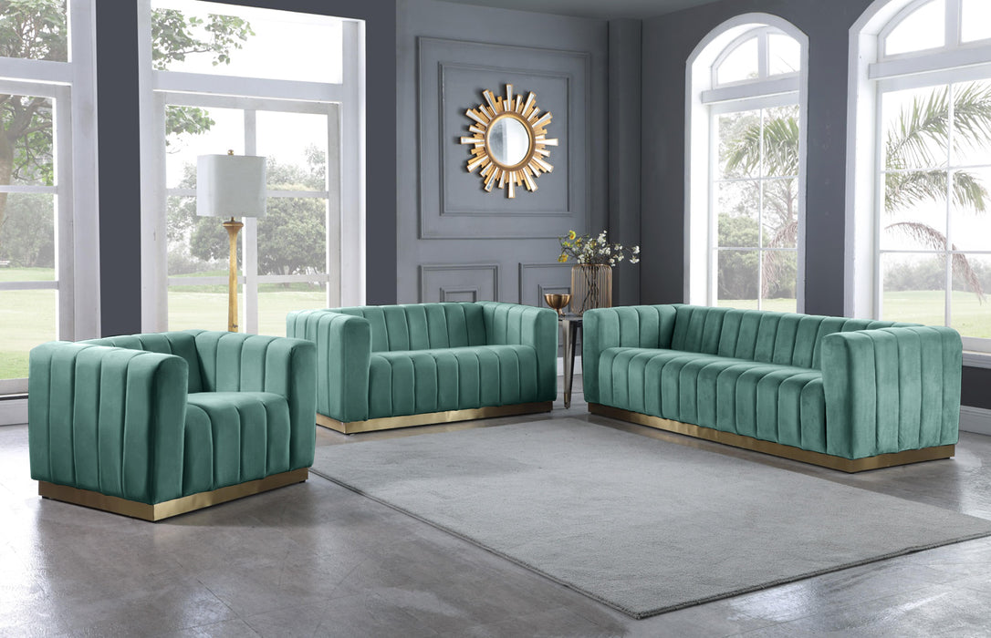 Marlon Mint Velvet Sofa - Bargain Furniture (Detroit, MI)