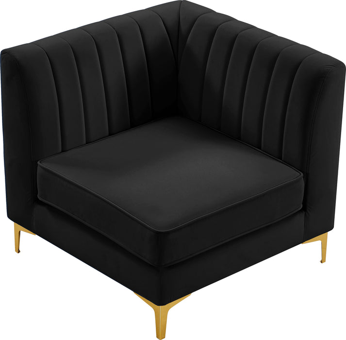 Alina Black Velvet Corner Chair