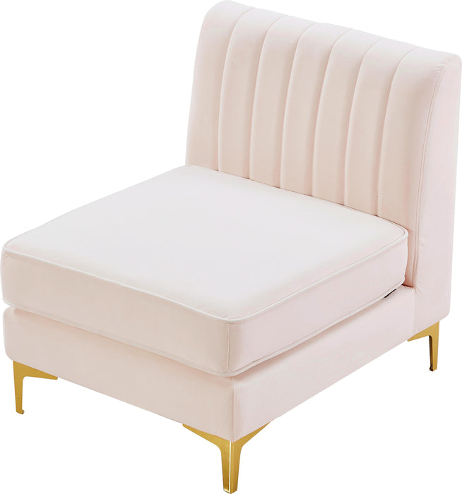 Alina Pink Velvet Armless Chair