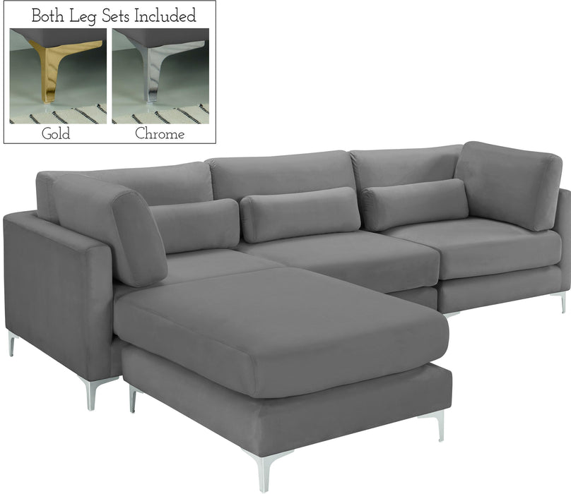 Julia Grey Velvet Modular Sectional (4 Boxes)