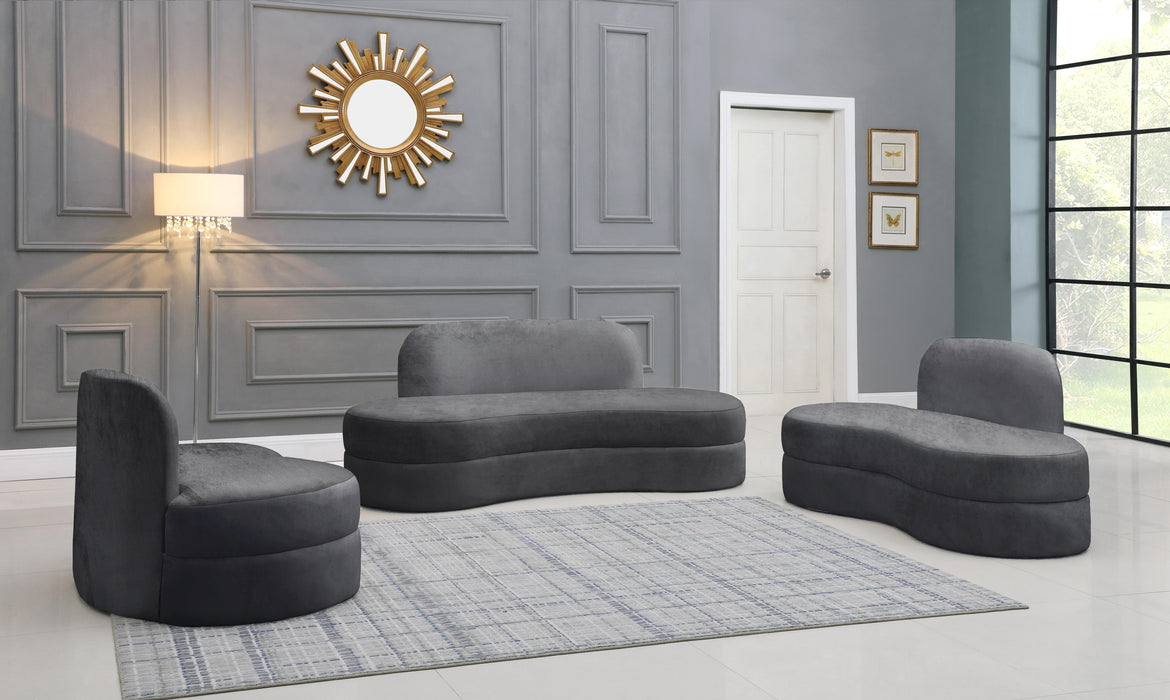 Mitzy Grey Velvet Loveseat - Bargain Furniture (Detroit, MI)