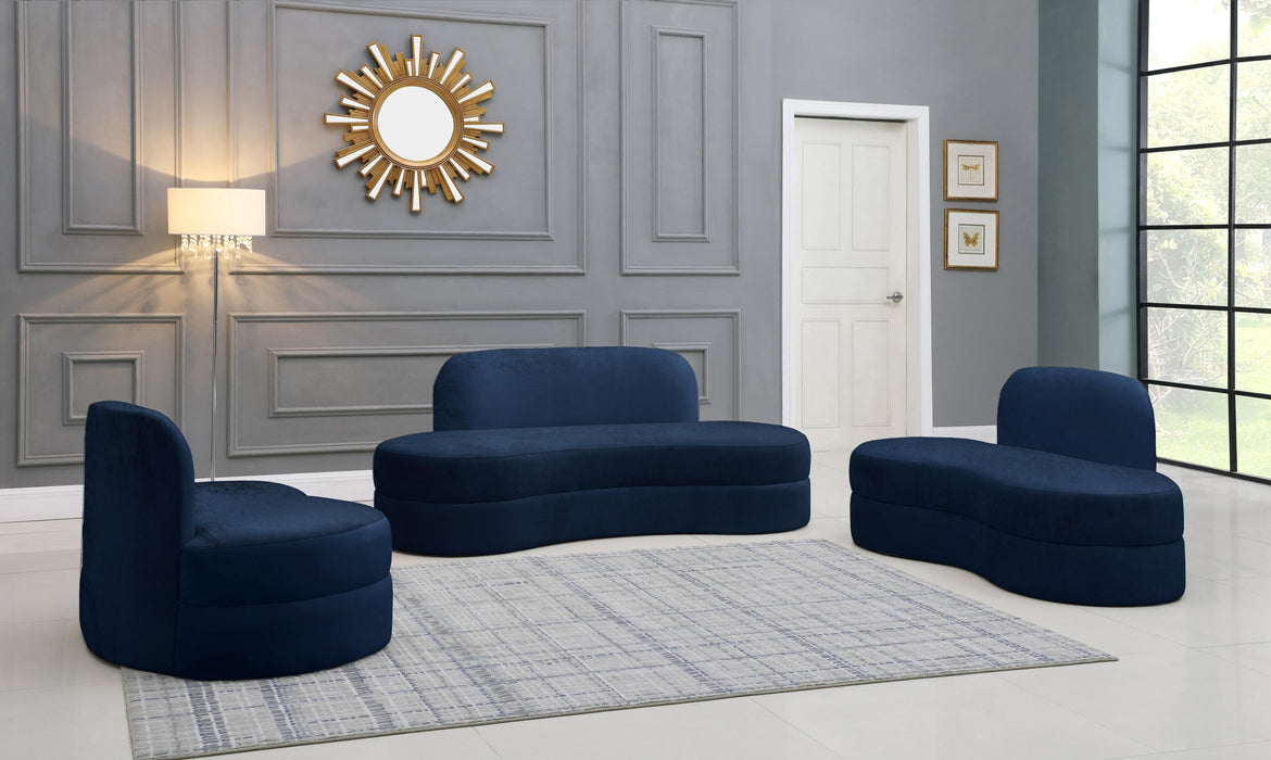 Mitzy Navy Velvet Loveseat - Bargain Furniture (Detroit, MI)