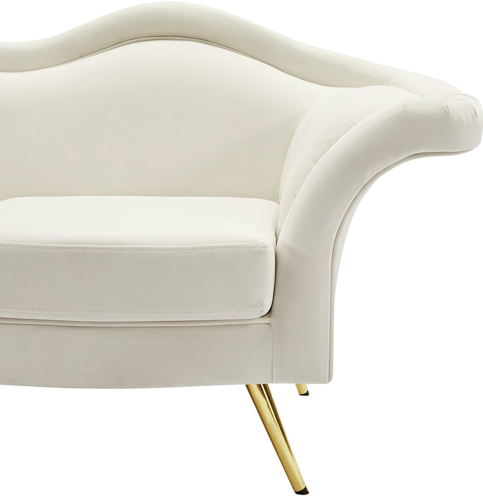 Lips Cream Velvet Loveseat - Bargain Furniture (Detroit, MI)