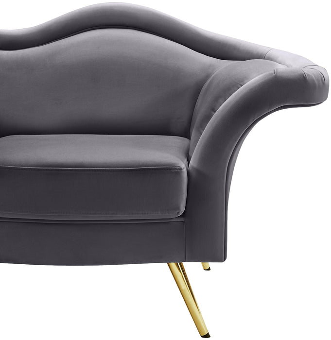 Lips Grey Velvet Loveseat - Bargain Furniture (Detroit, MI)