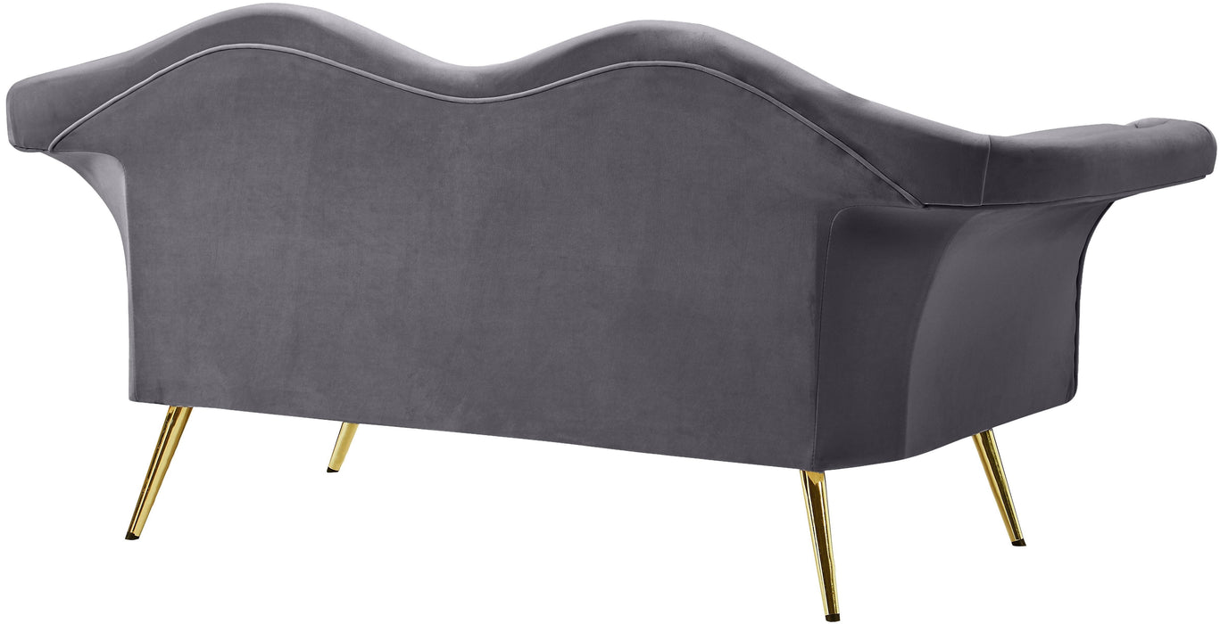 Lips Grey Velvet Loveseat