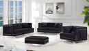 Lucas Black Velvet Ottoman - Bargain Furniture (Detroit, MI)