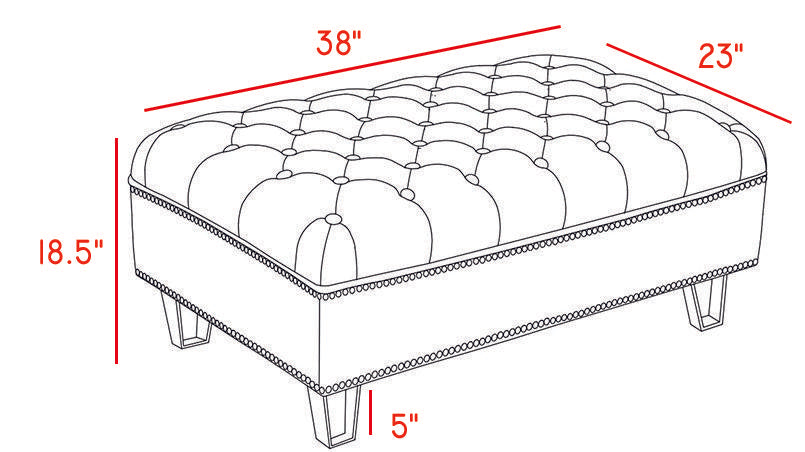 Lucas Navy Velvet Ottoman - Bargain Furniture (Detroit, MI)