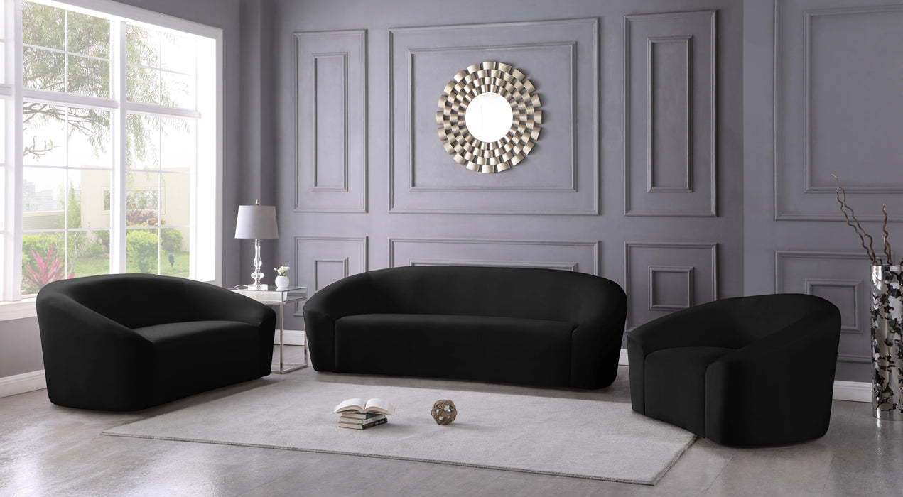 Riley Black Velvet Loveseat - Bargain Furniture (Detroit, MI)