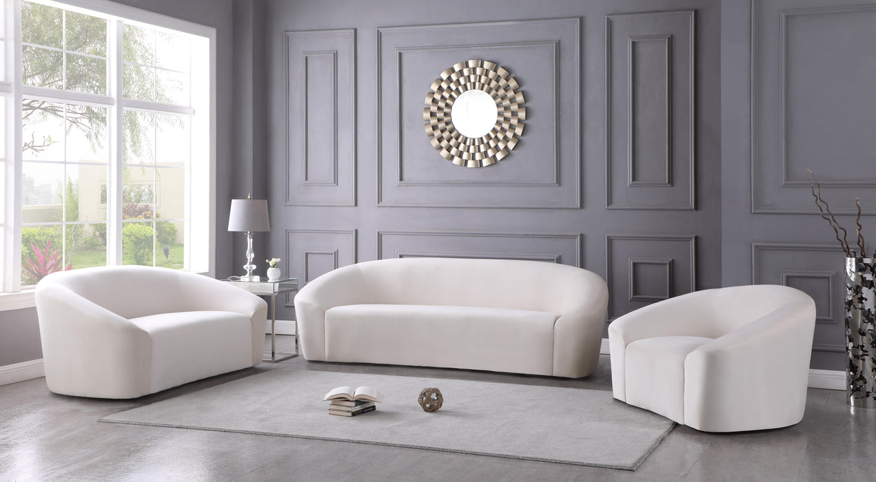Riley Cream Velvet Loveseat - Bargain Furniture (Detroit, MI)