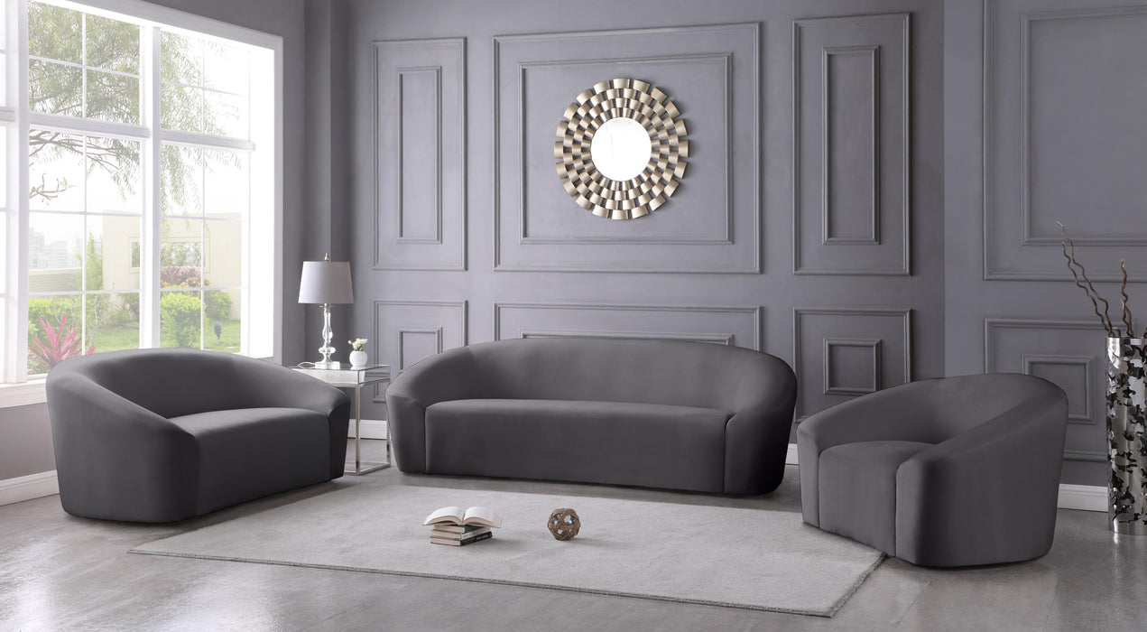 Riley Grey Velvet Loveseat - Bargain Furniture (Detroit, MI)