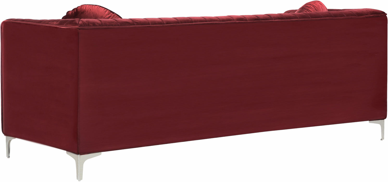 Isabelle Burgundy Velvet Sofa - Bargain Furniture (Detroit, MI)