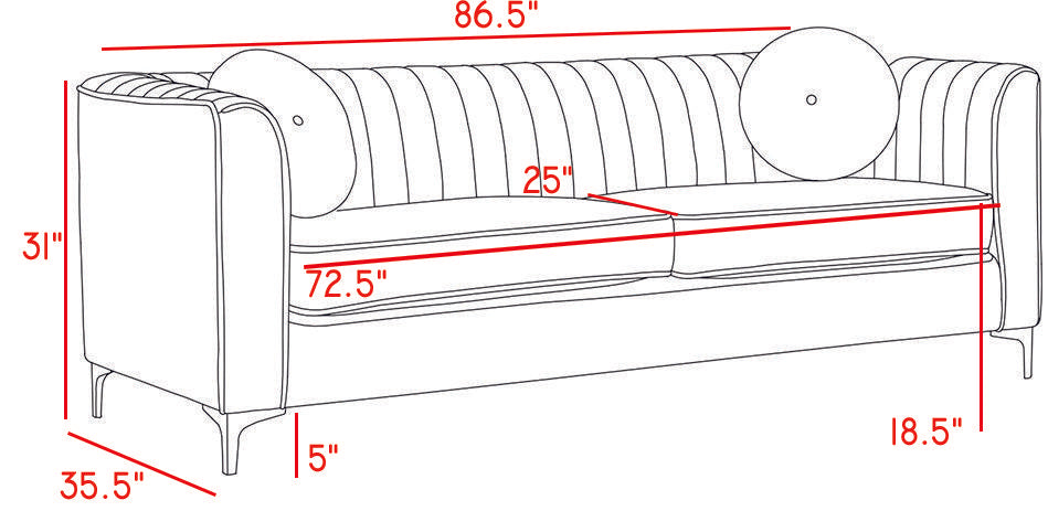 Isabelle Green Velvet Sofa - Bargain Furniture (Detroit, MI)