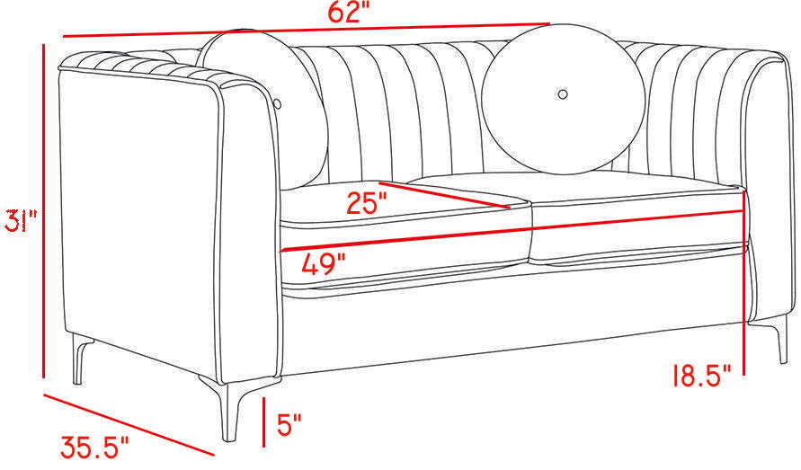 Isabelle Navy Velvet Loveseat - Bargain Furniture (Detroit, MI)