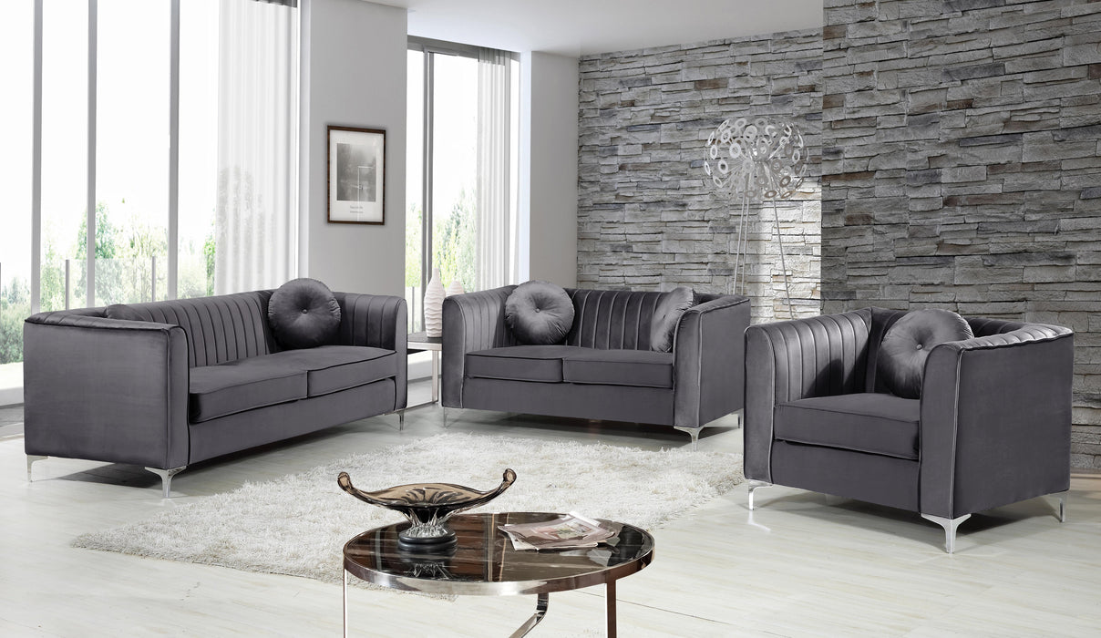 Isabelle Grey Velvet Loveseat - Bargain Furniture (Detroit, MI)