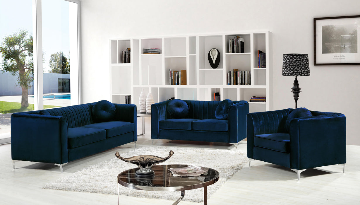 Isabelle Navy Velvet Loveseat - Bargain Furniture (Detroit, MI)