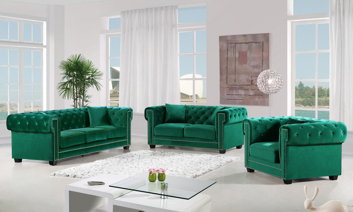 Bowery Green Velvet Loveseat - Bargain Furniture (Detroit, MI)