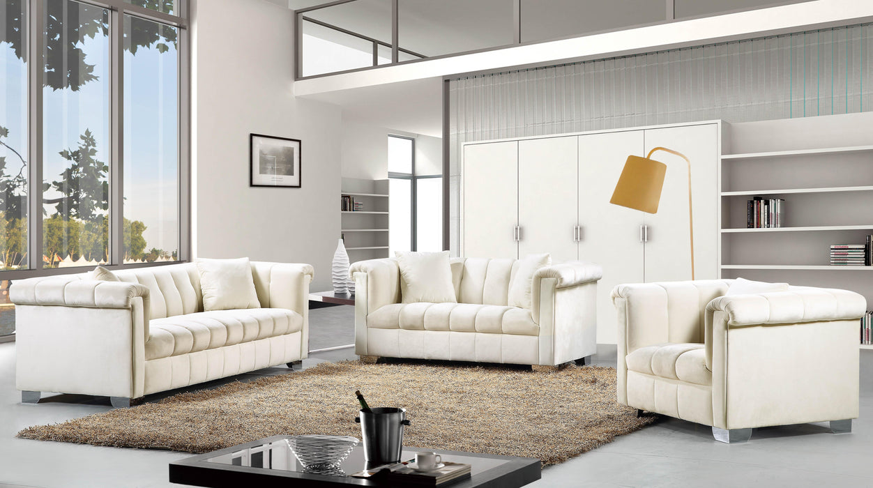 Kayla Cream Velvet Sofa - Bargain Furniture (Detroit, MI)