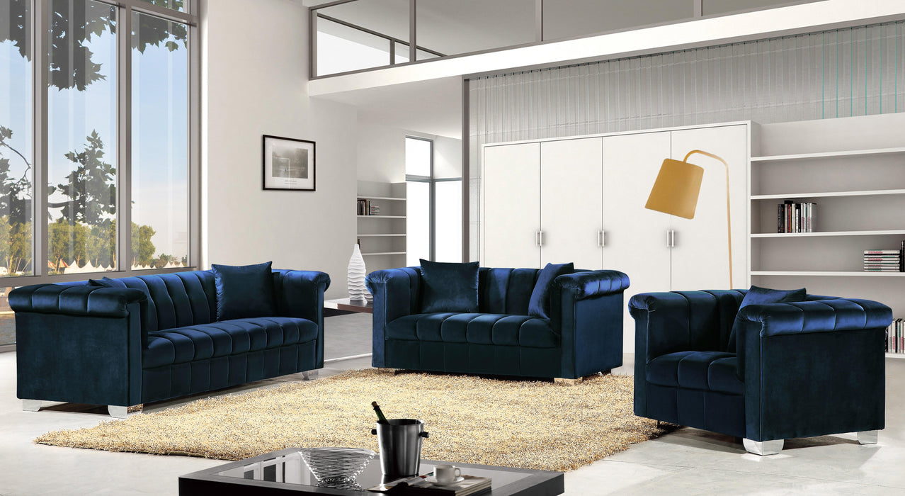 Kayla Navy Velvet Sofa - Bargain Furniture (Detroit, MI)
