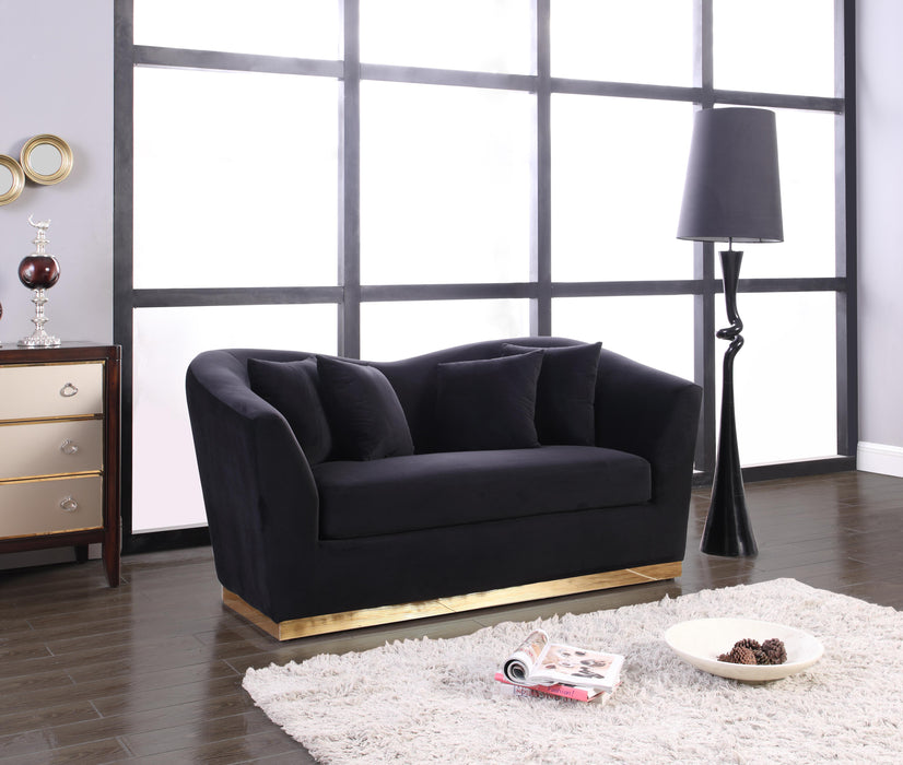 Arabella Black Velvet Loveseat