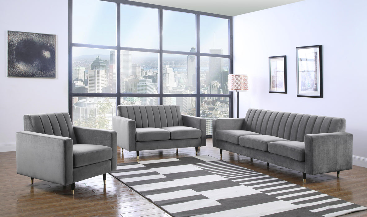 Lola Grey Velvet Sofa - Bargain Furniture (Detroit, MI)