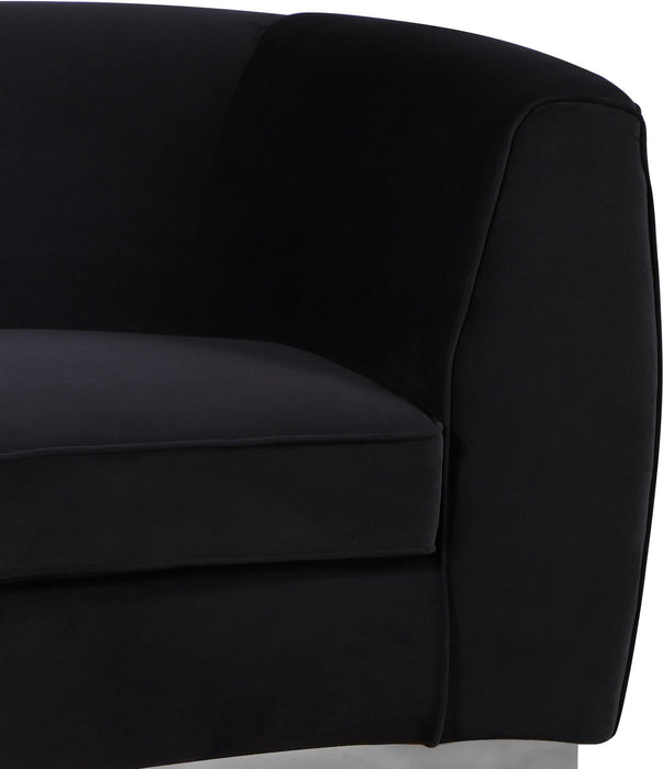 Julian Black Velvet Loveseat - Bargain Furniture (Detroit, MI)