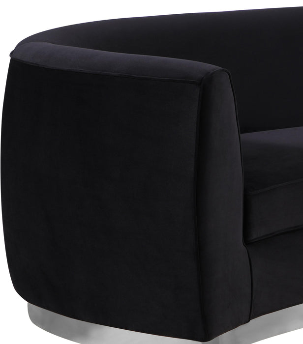 Julian Black Velvet Loveseat - Bargain Furniture (Detroit, MI)