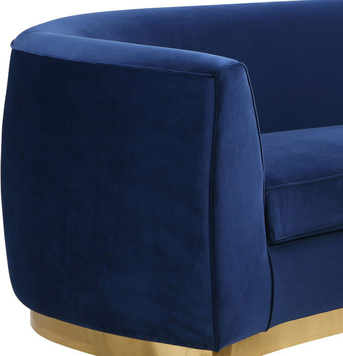 Julian Navy Velvet Loveseat - Bargain Furniture (Detroit, MI)