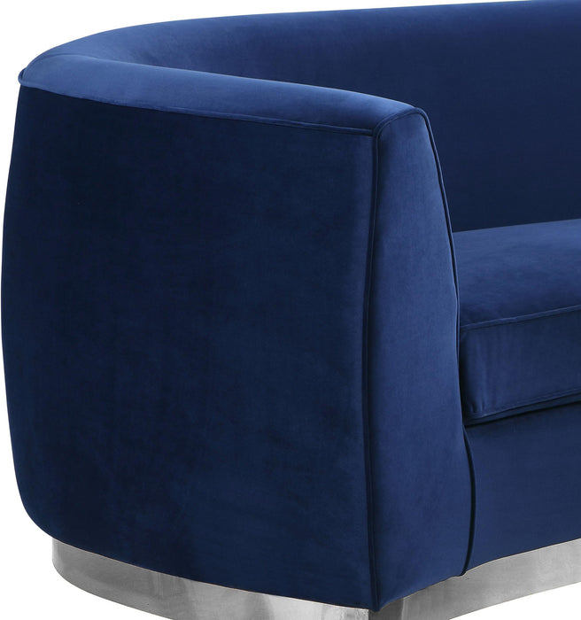 Julian Navy Velvet Loveseat - Bargain Furniture (Detroit, MI)