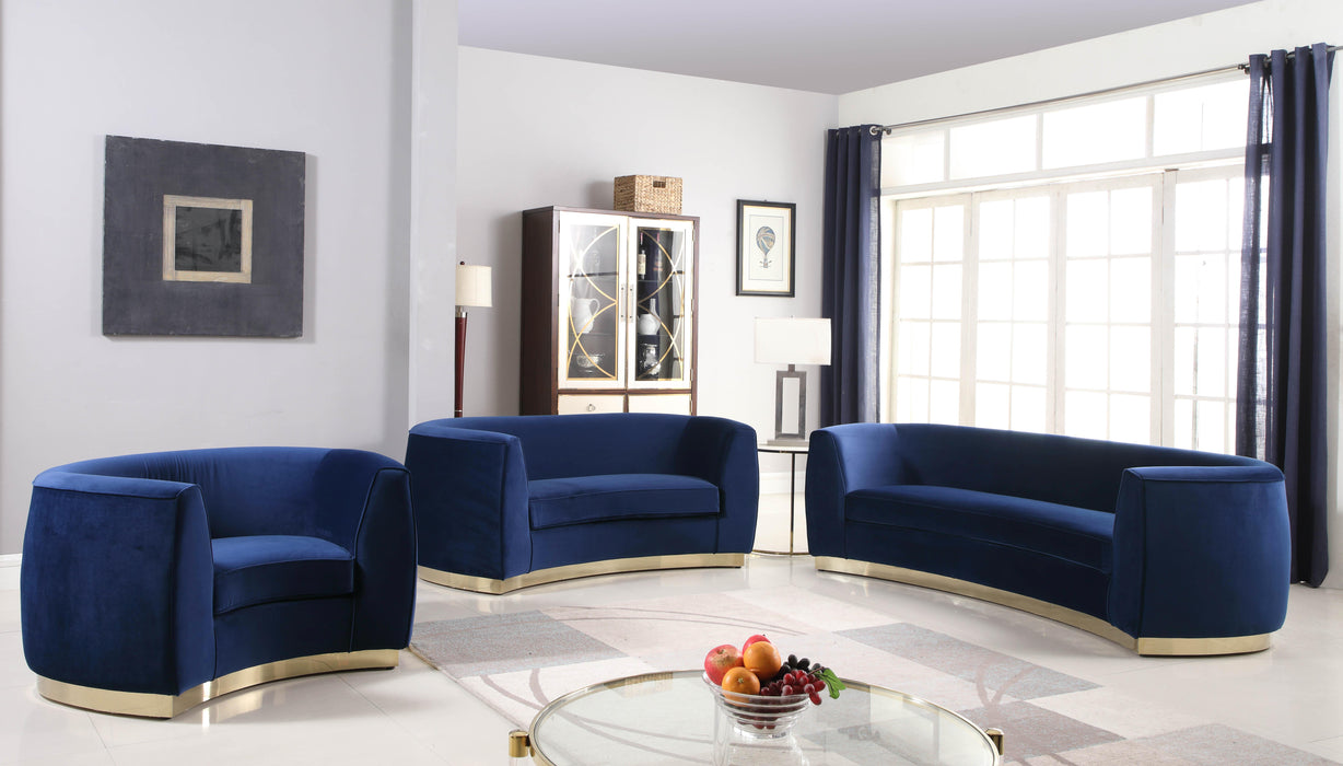 Julian Navy Velvet Sofa - Bargain Furniture (Detroit, MI)