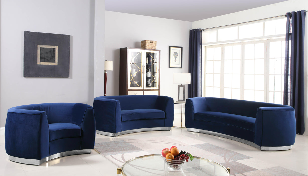Julian Navy Velvet Loveseat - Bargain Furniture (Detroit, MI)